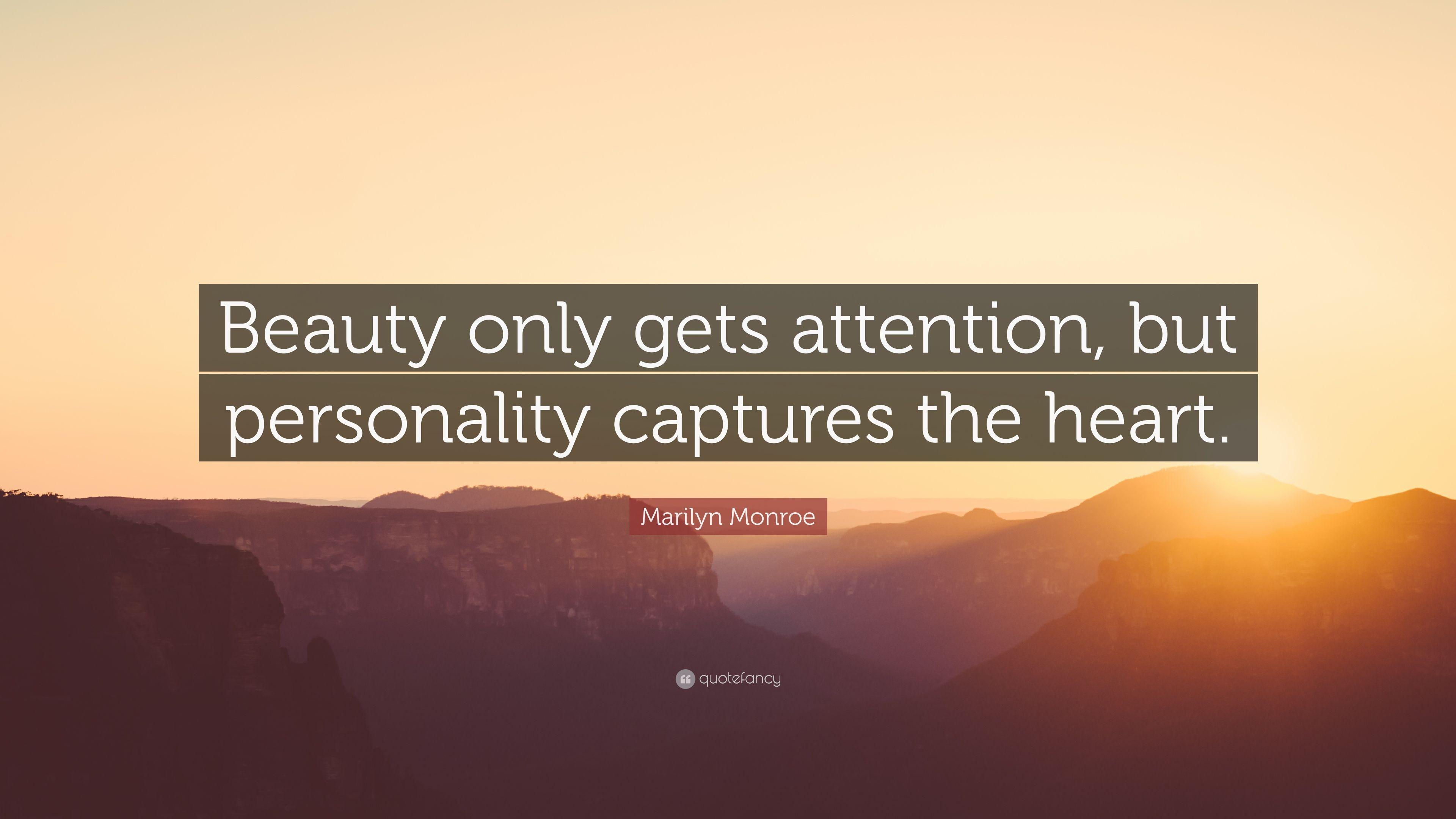 3840x2160 Marilyn Monroe Quote: “Beauty only gets attention, but personality