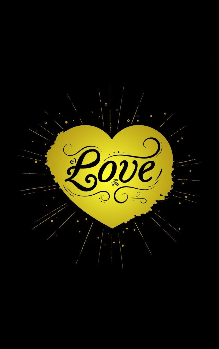 840x1336 Download 840x1336 wallpaper love, yellow heart, dark, iphone 5
