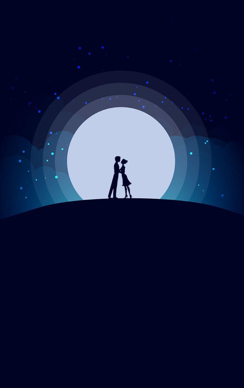 840x1336 Download 840x1336 wallpaper couple, love, moon, night, romantic