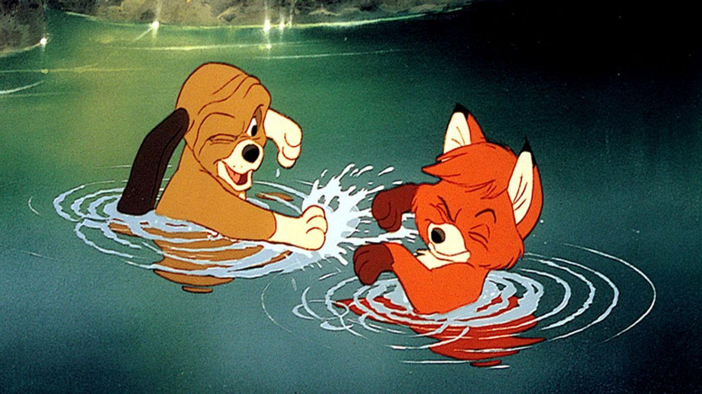 1366x768 Free download Todd And Copper Playing The Fox and the Hound