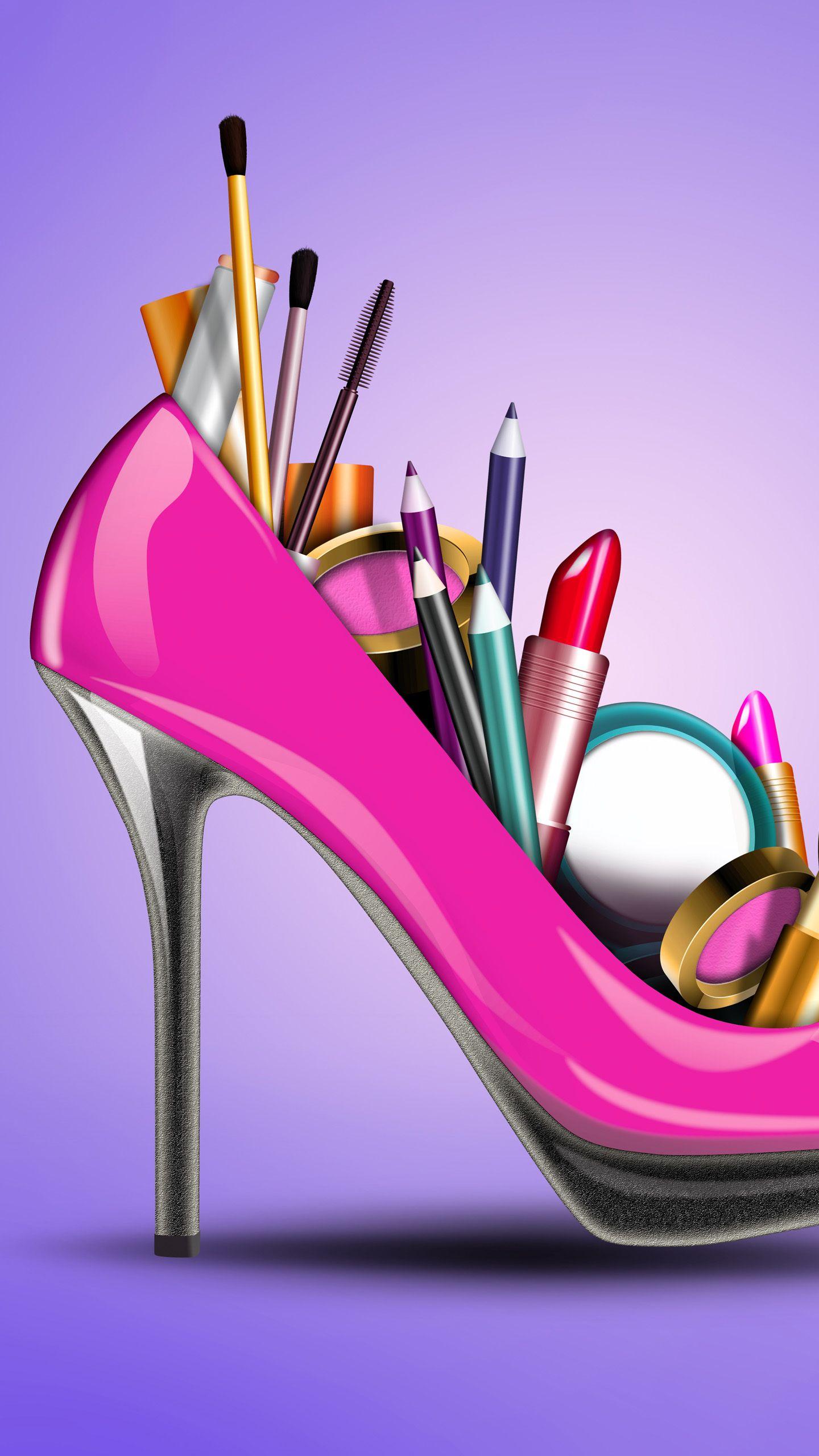 1440x2560 iPhone Girl Make Up High Heel. Makeup illustration, Fashion