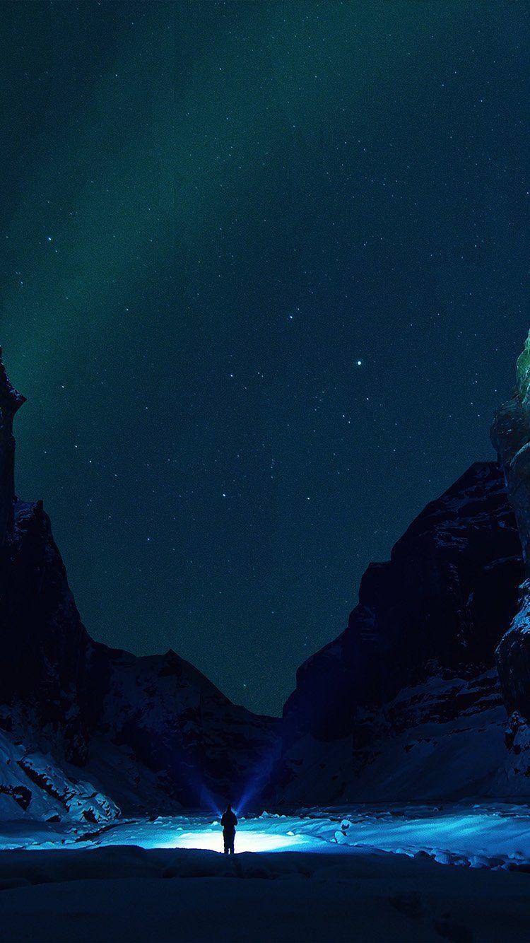 750x1334 iPhone wallpaper. night mountain blue cold