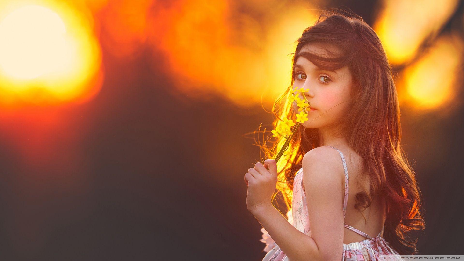 1920x1080 Cute Girl Smelling A Flower HD Desktop Wallpaper, Download