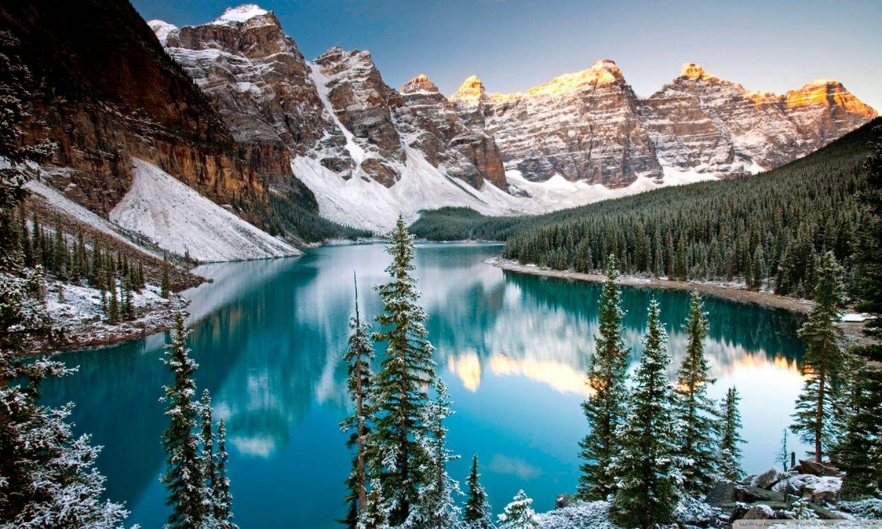 1280x768 Winter, Moraine Lake, Alberta, Canada Ultra HD Desktop Background