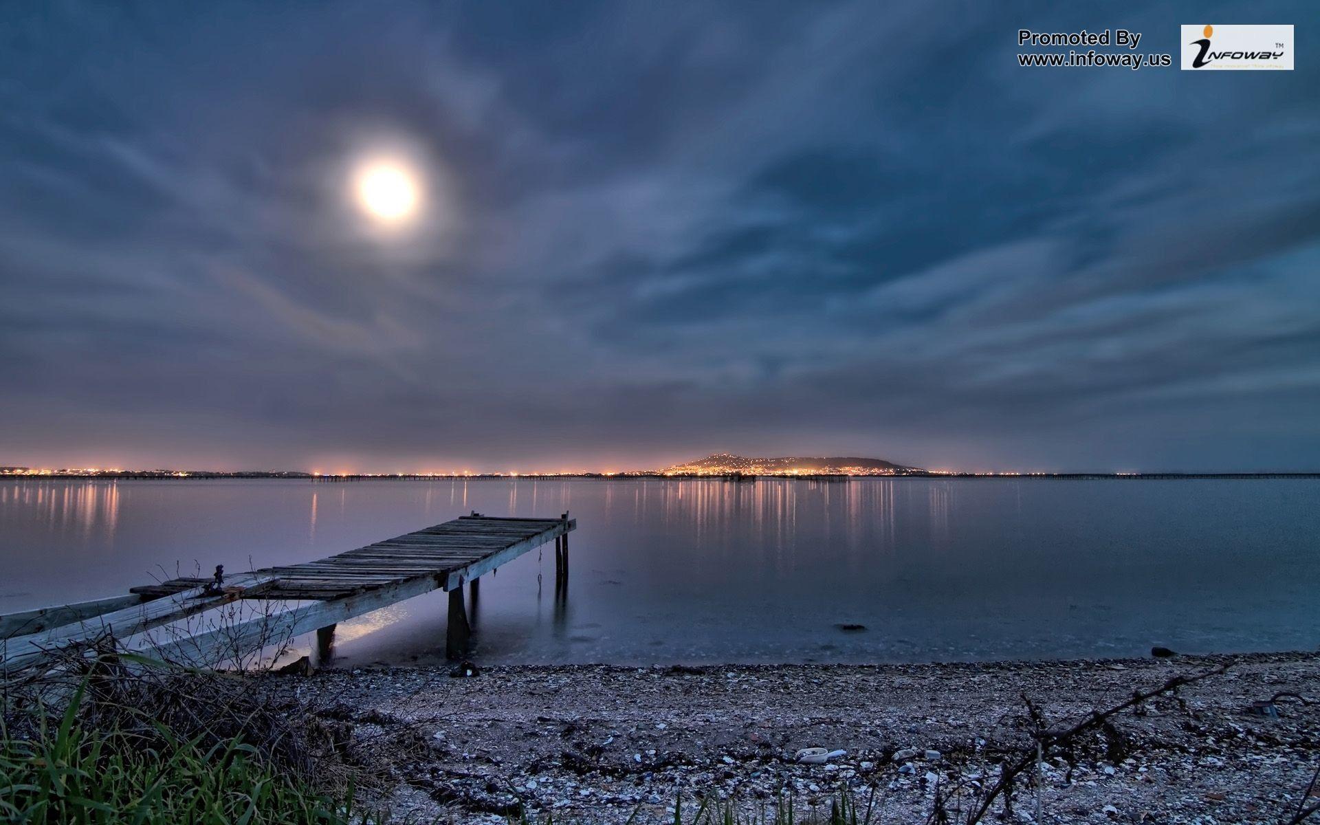 1920x1200 Beach Moon Wallpaper