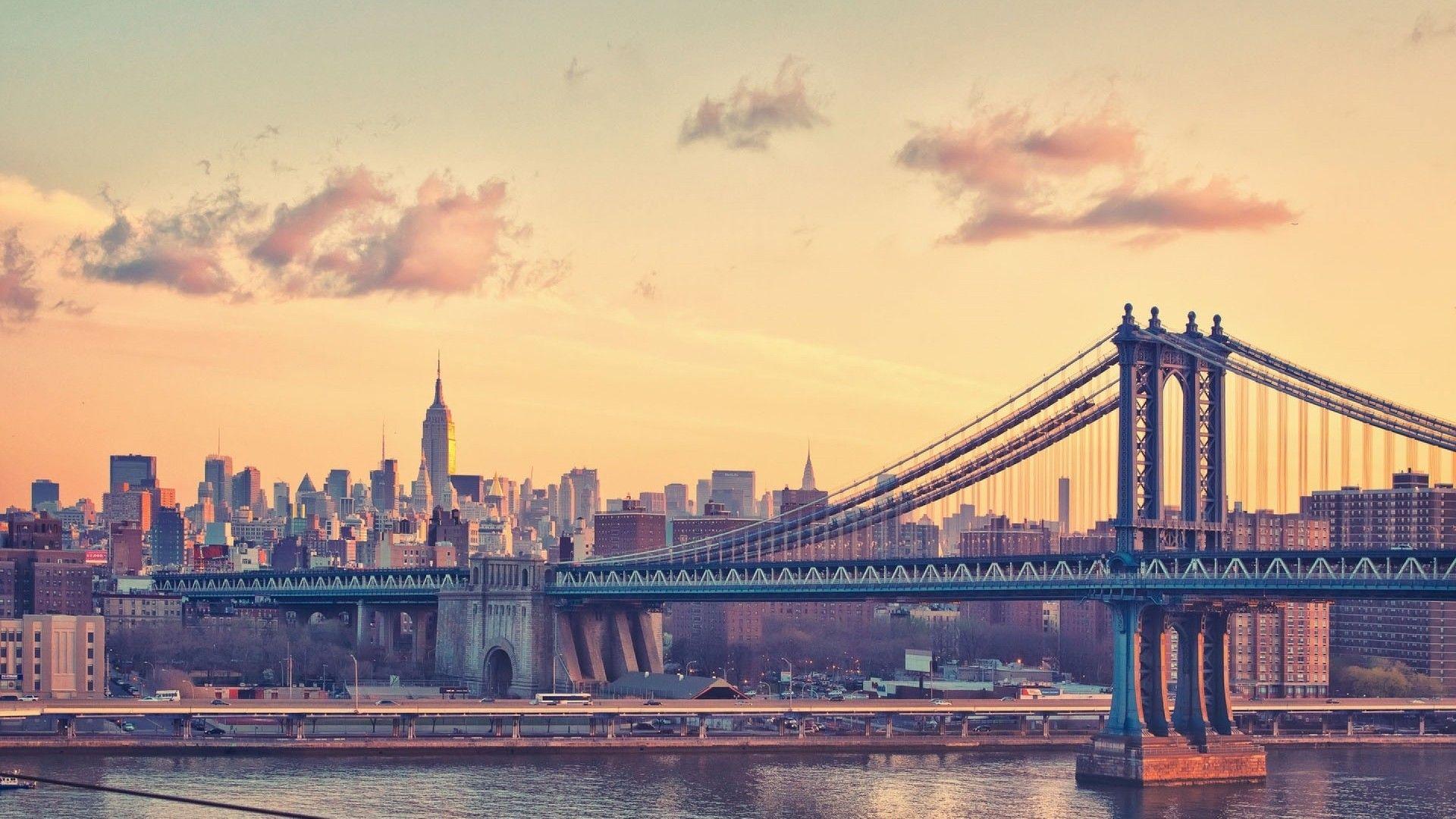 1920x1080 Manhattan Bridge At Dusk New York Usa Background Desktop For Mac
