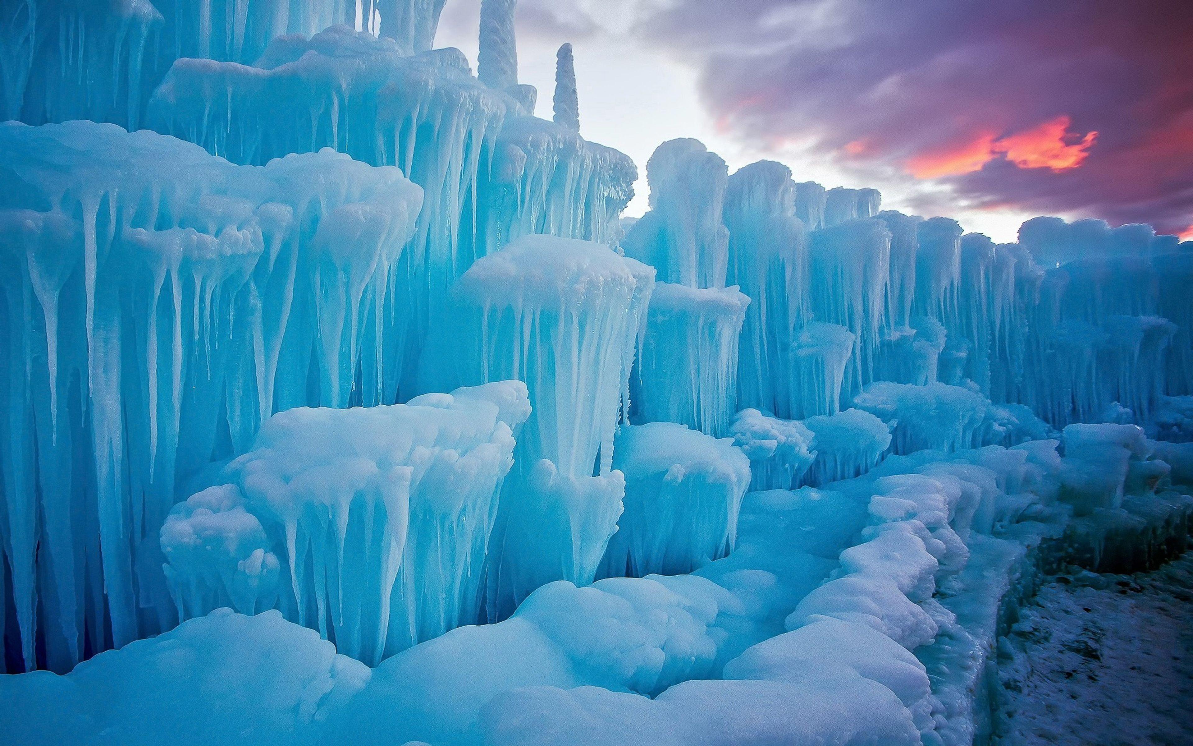 3840x2400 Winter Snow Cold Stunning Pieces Of Ice Icicles Of Nature HD