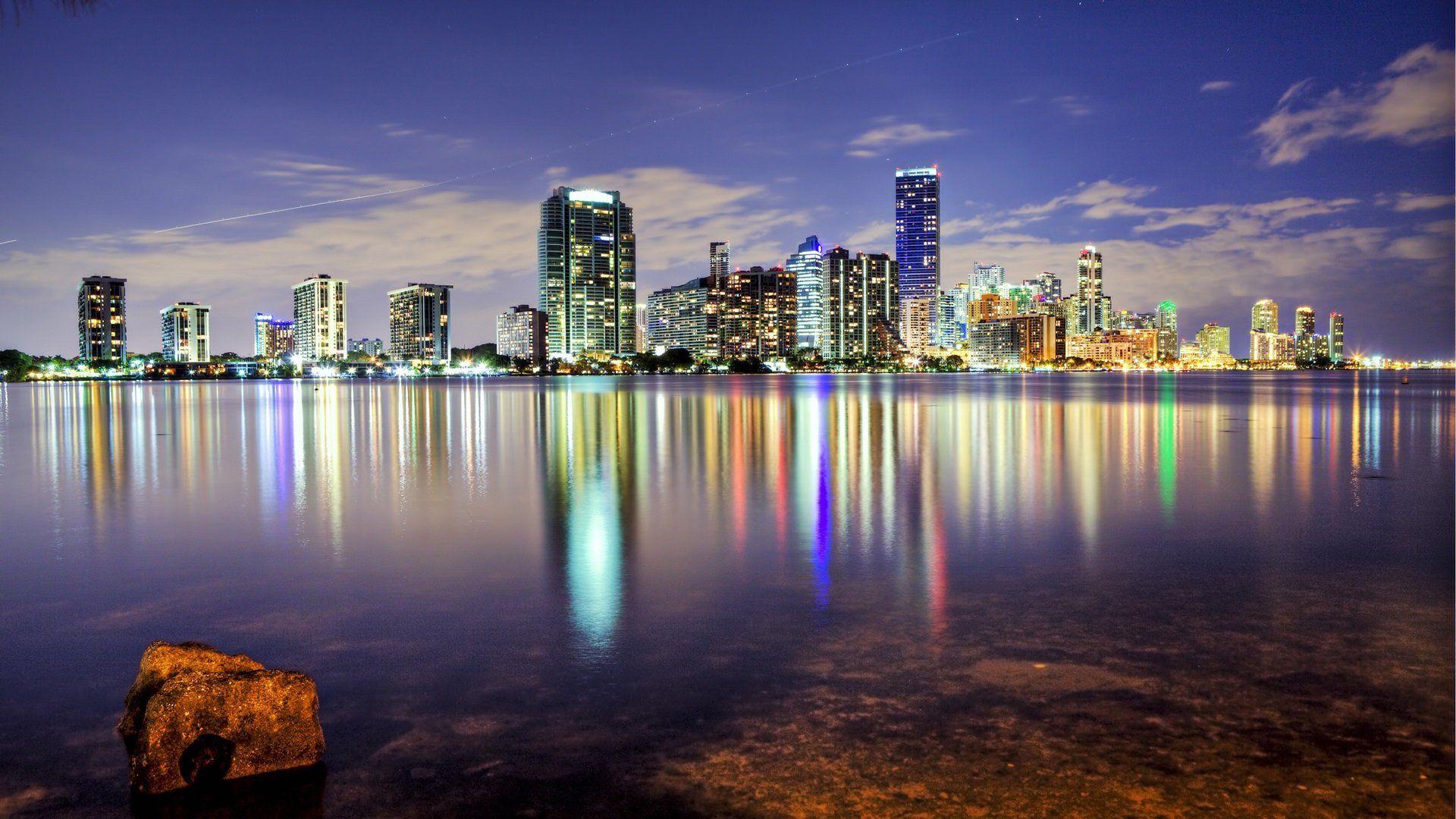 1920x1080 Evening Miami Cityscape Seaside HD wallpaper