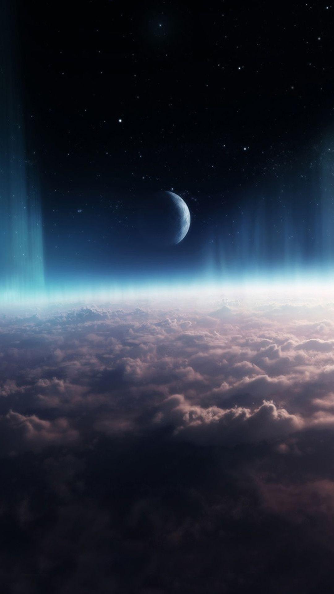1080x1920 Shiny Crescent Moon Over Heavy Clouds iPhone 8 Wallpaper Free