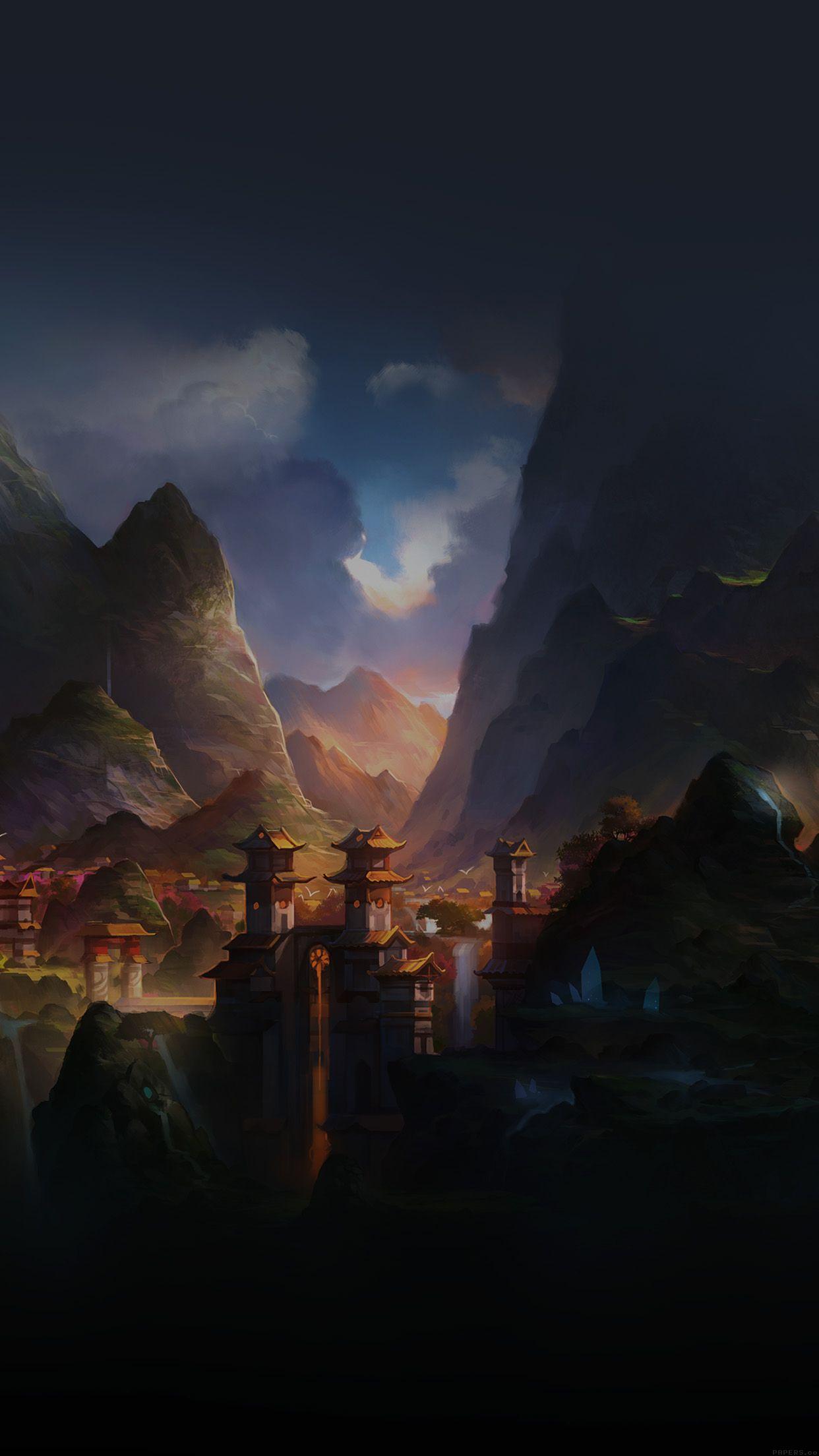 1242x2208 Mountain Art Illust China Anime Peaceful Android wallpaper