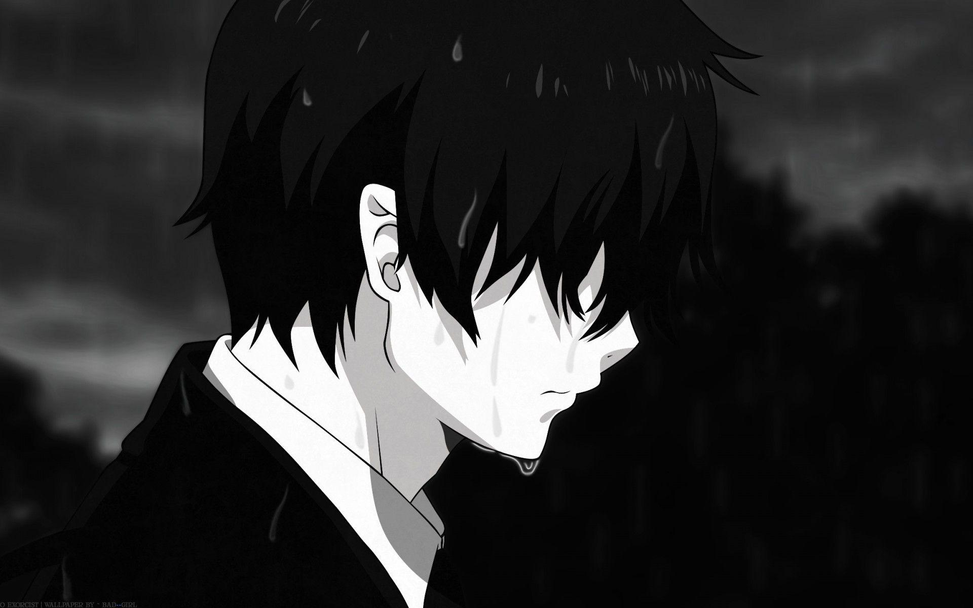 1920x1200 Ao No Exorcist, Rin Okumura, Sad Face, Black And White Sad