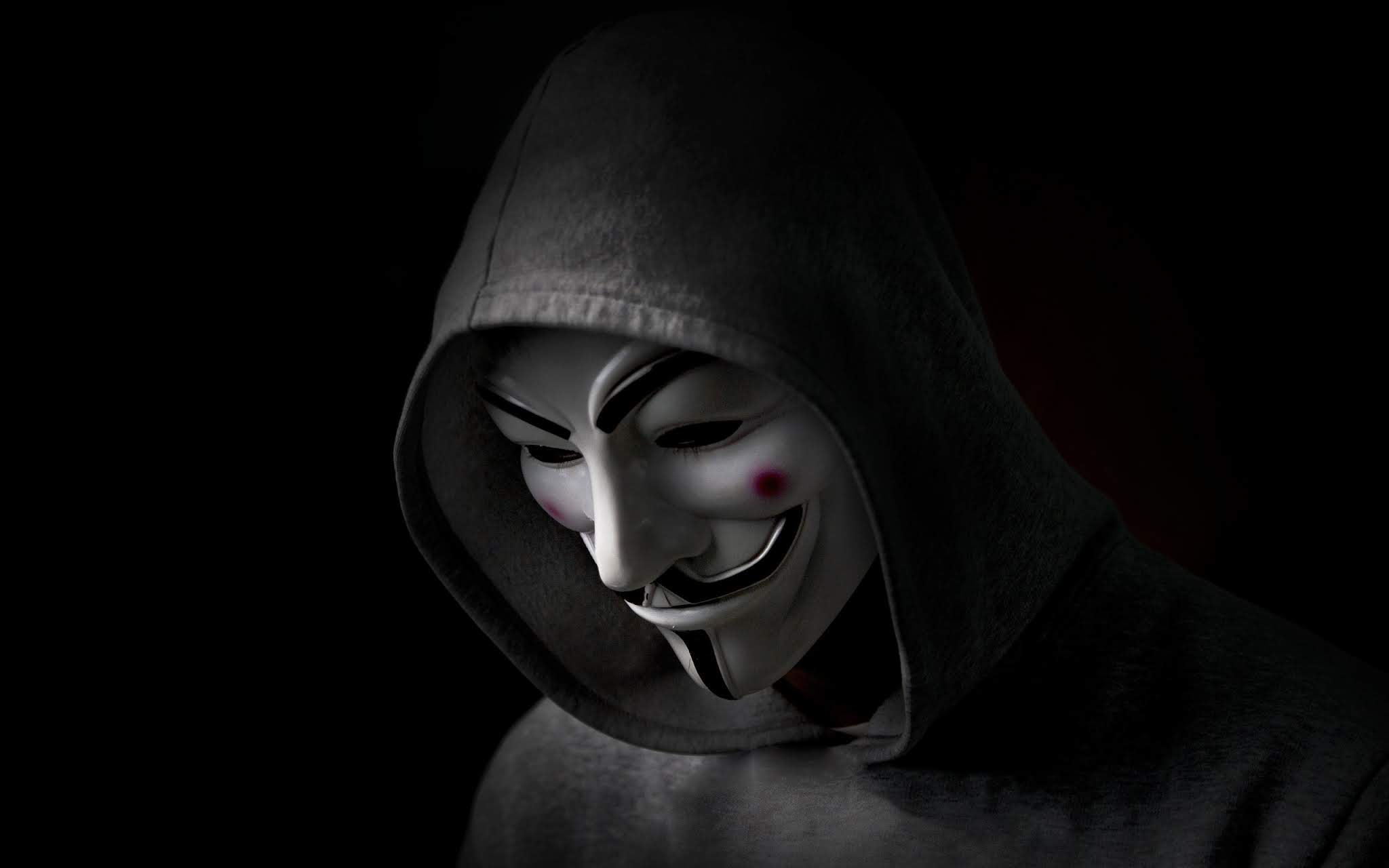2048x1280 Anonymus Hacker In Hoodie hình nền