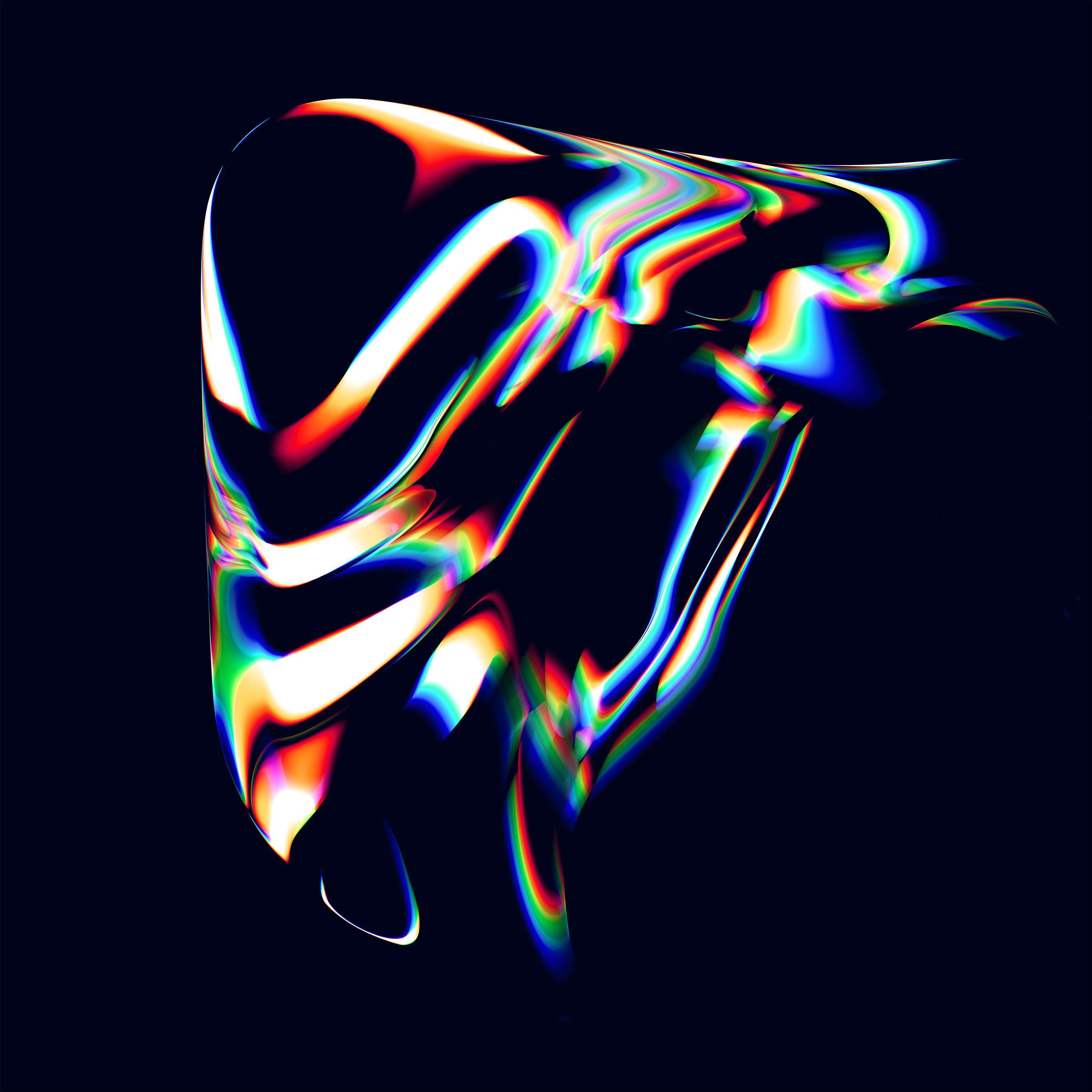 2732x2732 Rainbow Art Dark Pattern Background Blue Wallpaper