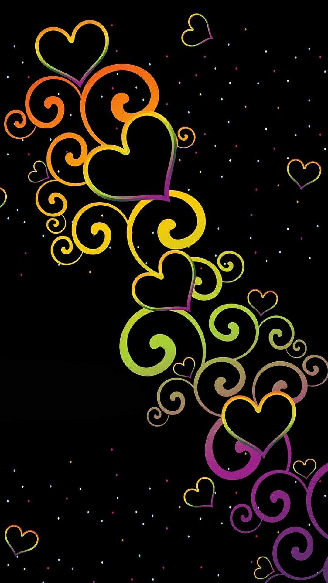 1080x1920 Rainbow Heart Background