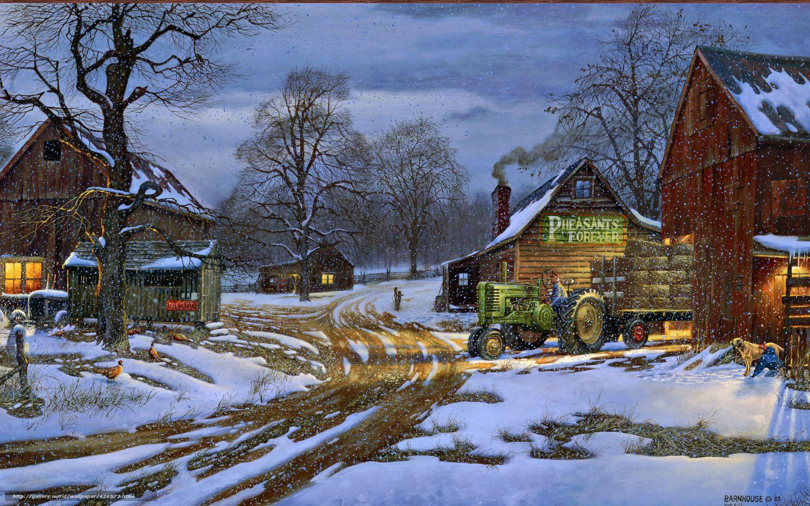 1600x1000 Winter Farm Wallpaper
