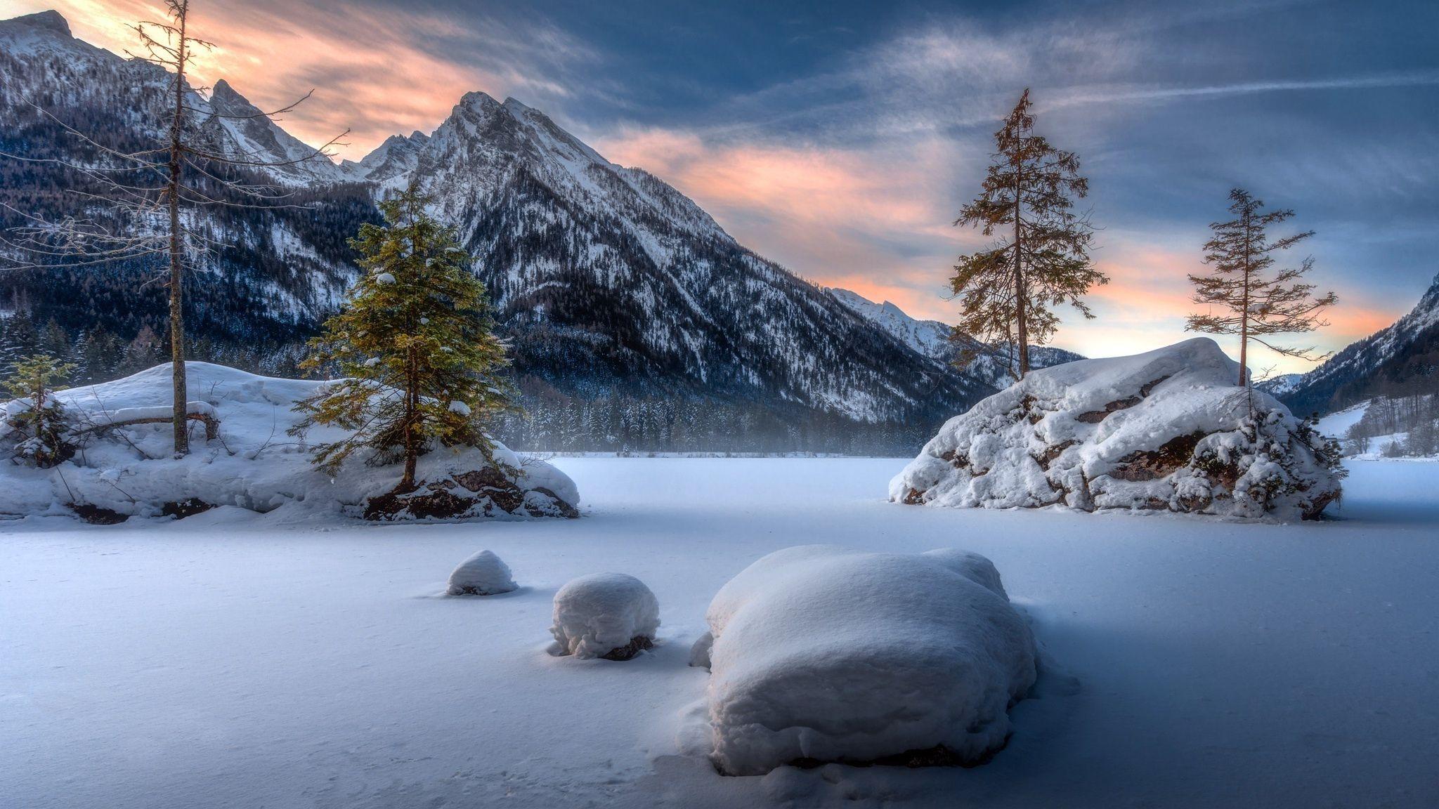 2048x1152 Landscape, Mountains, Winter, Sunset, Wallpaper Landscape Wallpaper & Background Download