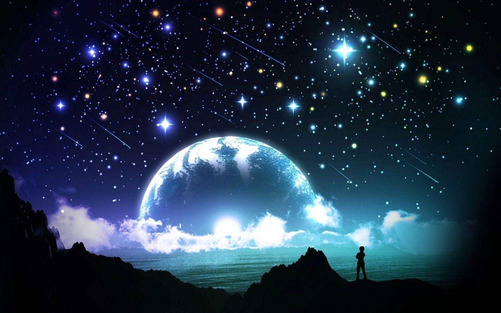 1728x1080 Night Magic Star Fall # 1728x1080. All For Desktop