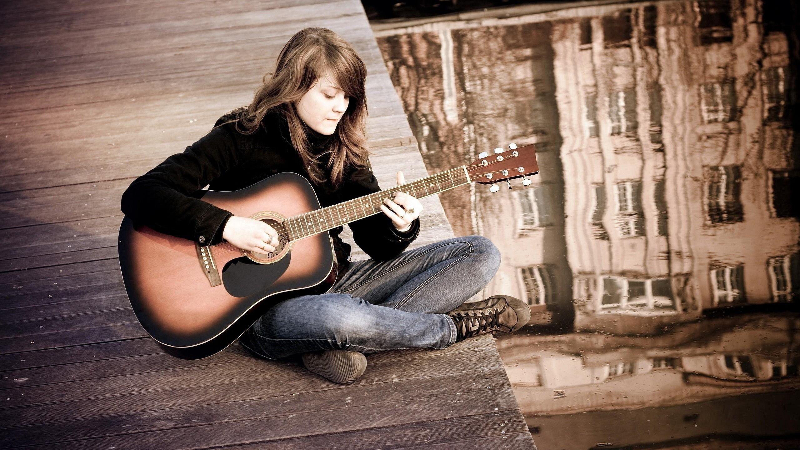 2560x1440 Guitar Girls Wallpaper