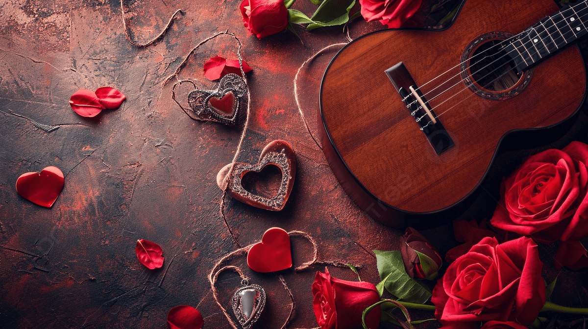 1200x673 Top View Valentines Day Love Song Music Background Photo And Picture For Free Download