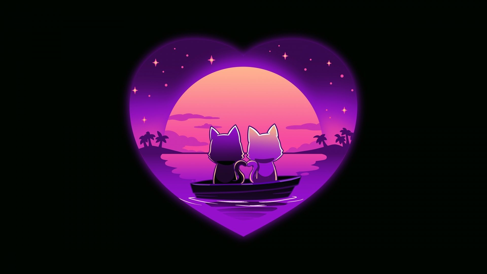 1920x1080 Romantic Wallpaper 4K, Sunset, Love heart