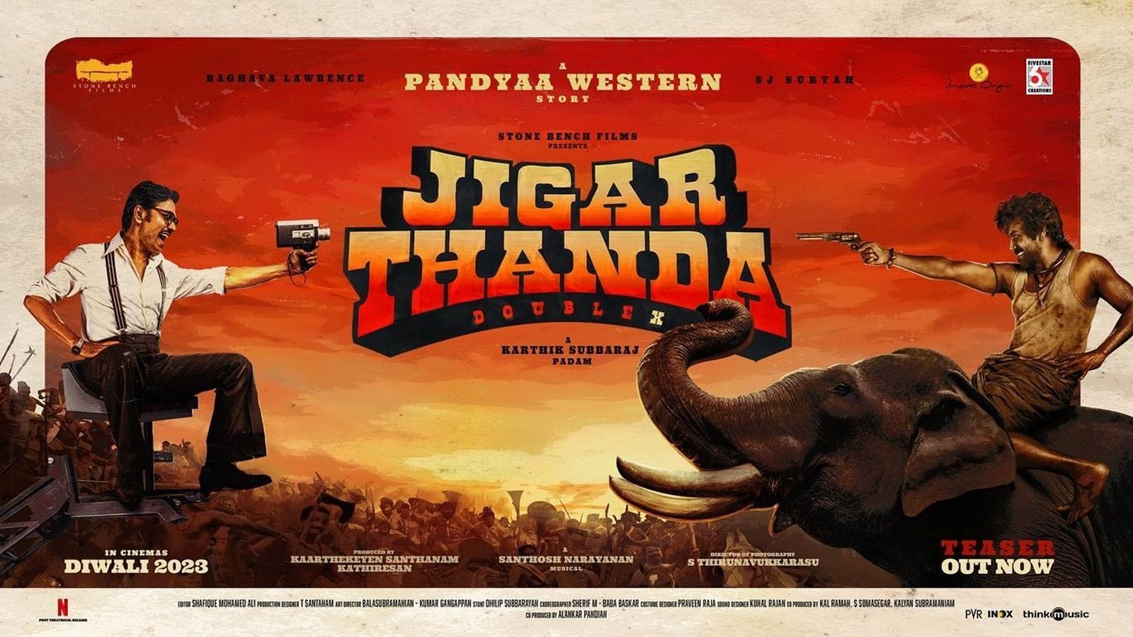1600x900 Jigarthanda DoubleX: Raghava Lawrence and SJ Suryah 'are at war' in Karthik Subbaraj's period action comedy. Tamil News Indian Express