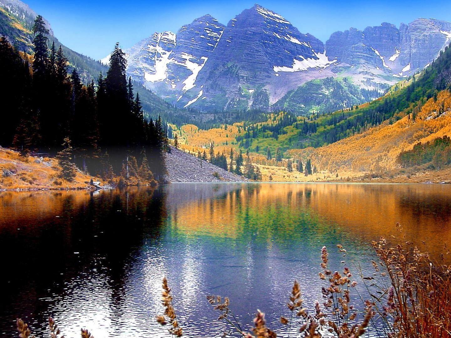 1440x1080 Fall Lake HD desktop wallpaper : Widescreen : High Definition