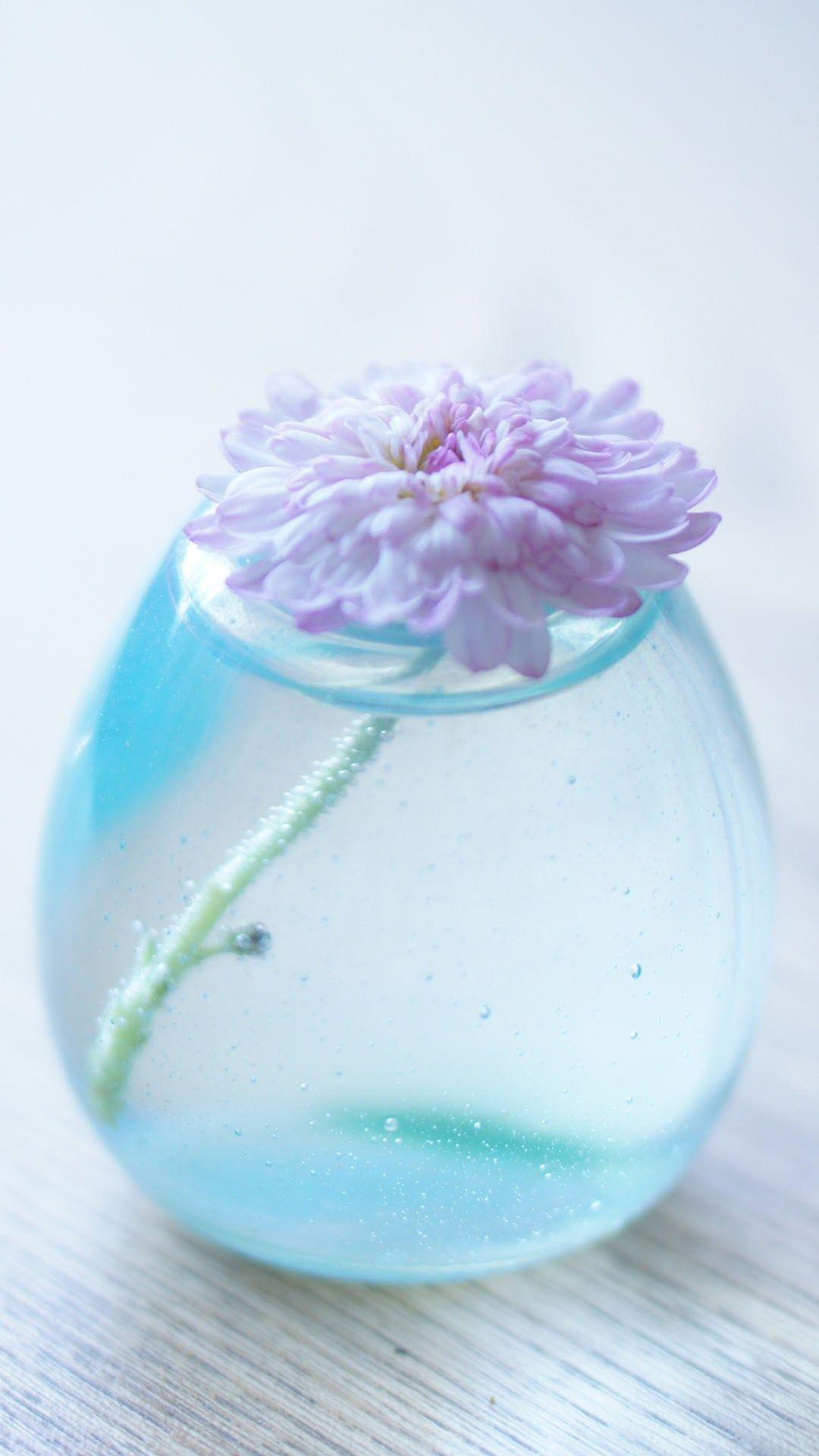1080x1920 Flower Glass Vase Light Blue Blue Wallpaper HD For iPhone