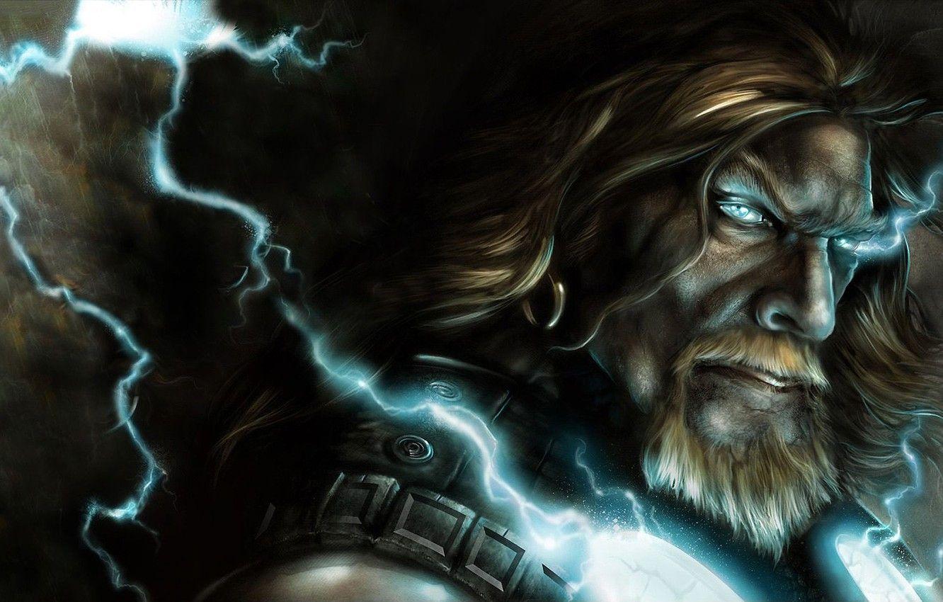 1332x850 Wallpaper fantasy, background, Thor, lighting, god, thunder, god