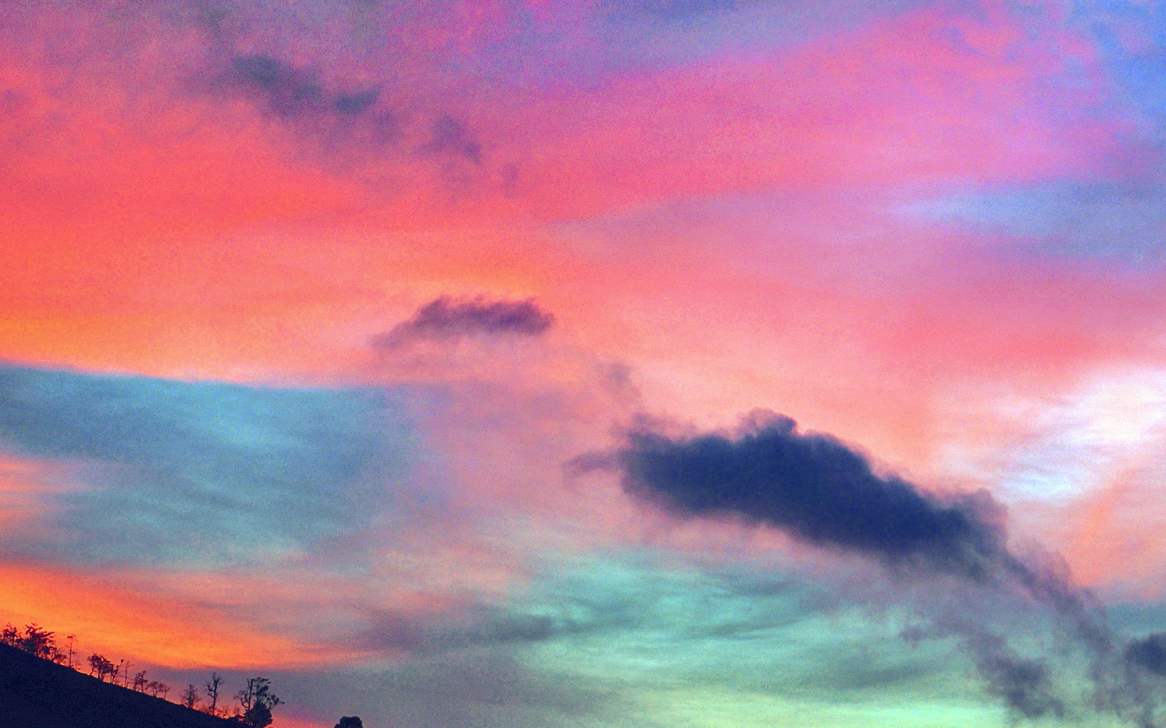 3840x2400 Sky Rainbow Cloud Sunset Nature Blue Pink Wallpaper