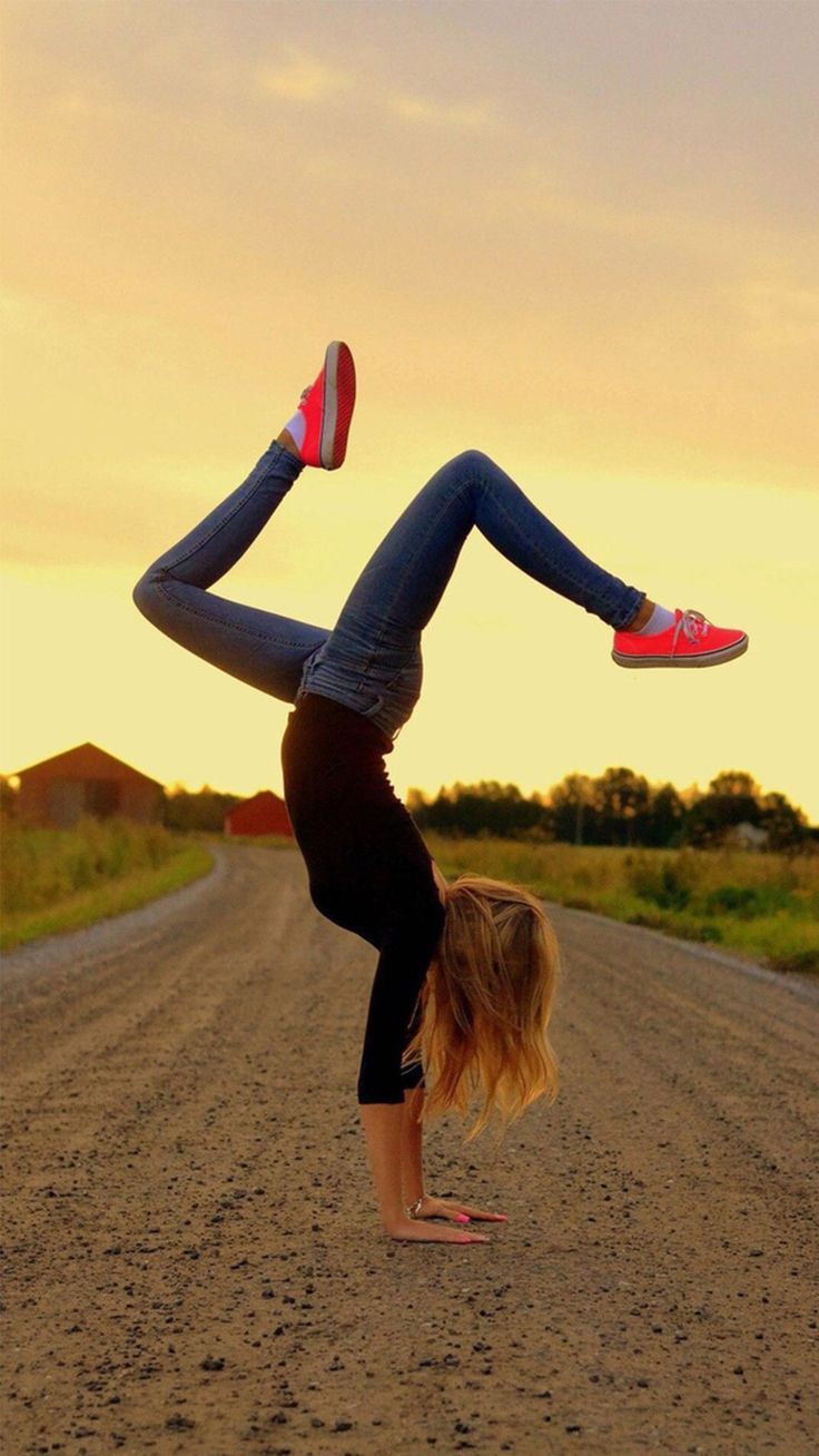 736x1308 Turn A Somersault Road Young Sports Girl iPhone 8 Wallpaper