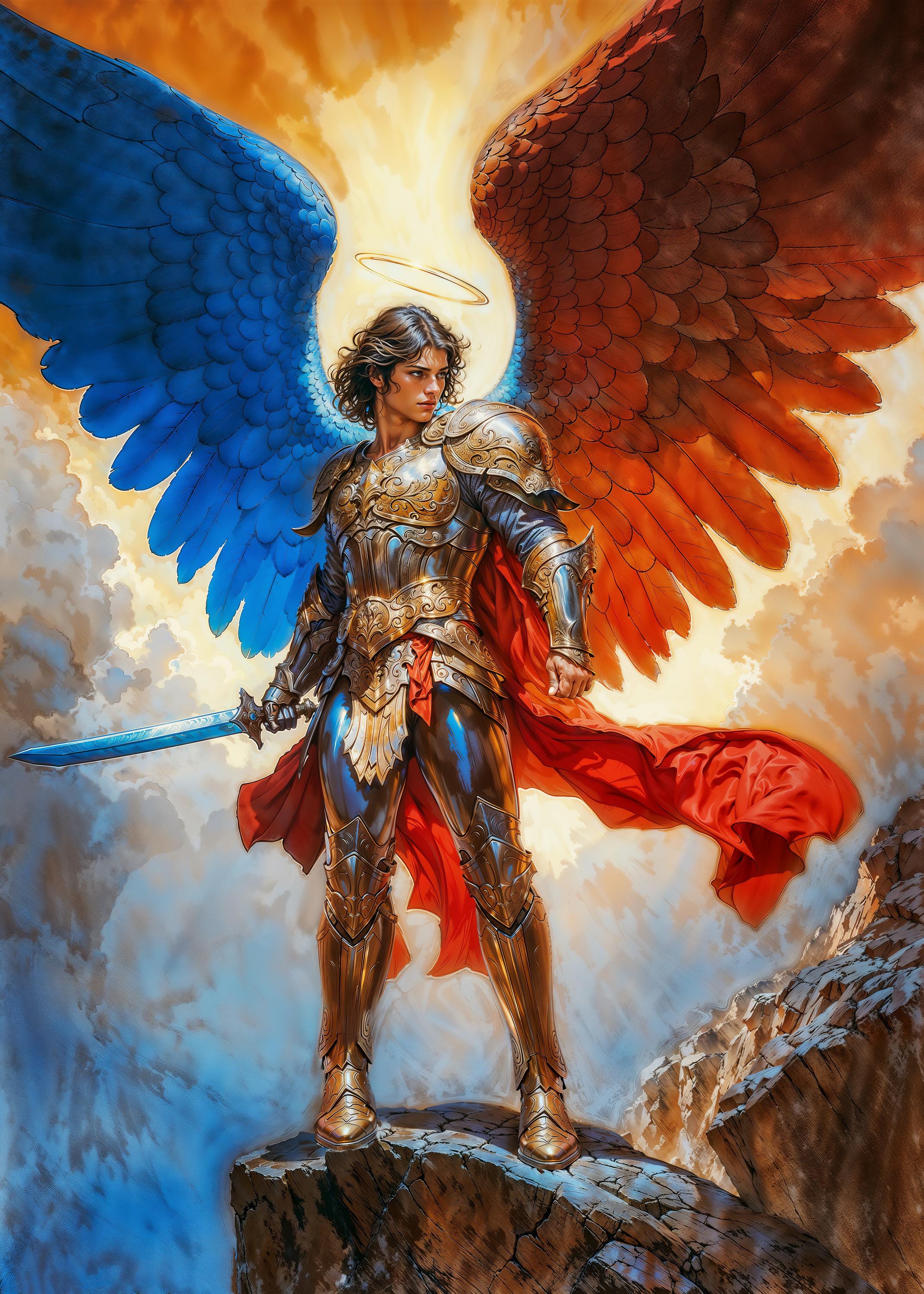 2143x3000 Archangel Michael, Fantasy Illustration Instant Download Printable Home Decor