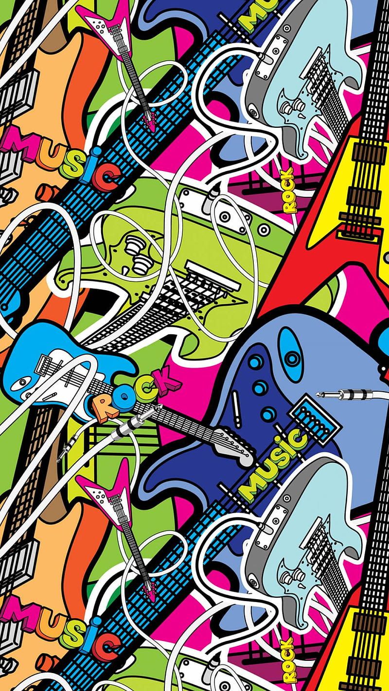800x1422 Graphics, color, guitars, rock, HD phone wallpaper