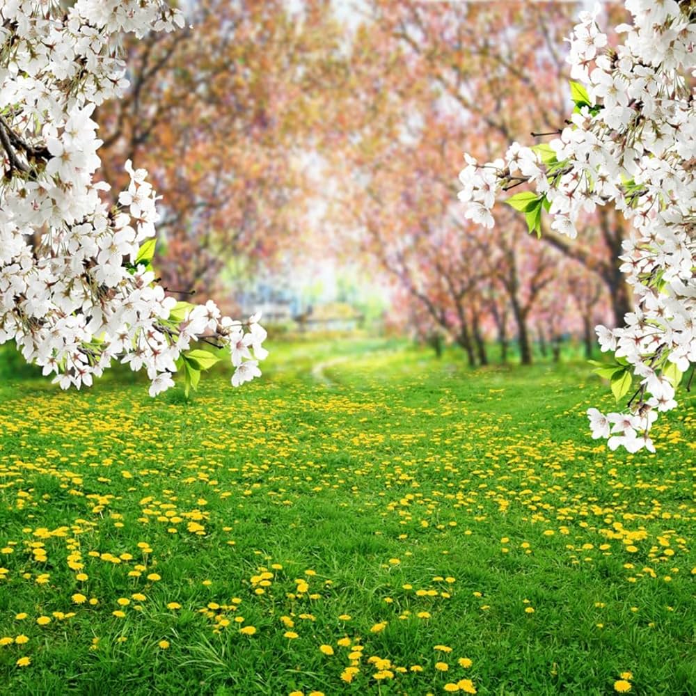 1000x1000 AOFOTO 6x6ft Spring Scenic Backdrop Sweet Flowers Photography Background Meadow Floral Blossoms Garden Florets Grassland Park Trees Kid Baby Portrait Photo Shoot Studio Props Video Wallpaper Drape : Amazon.in: Electronics