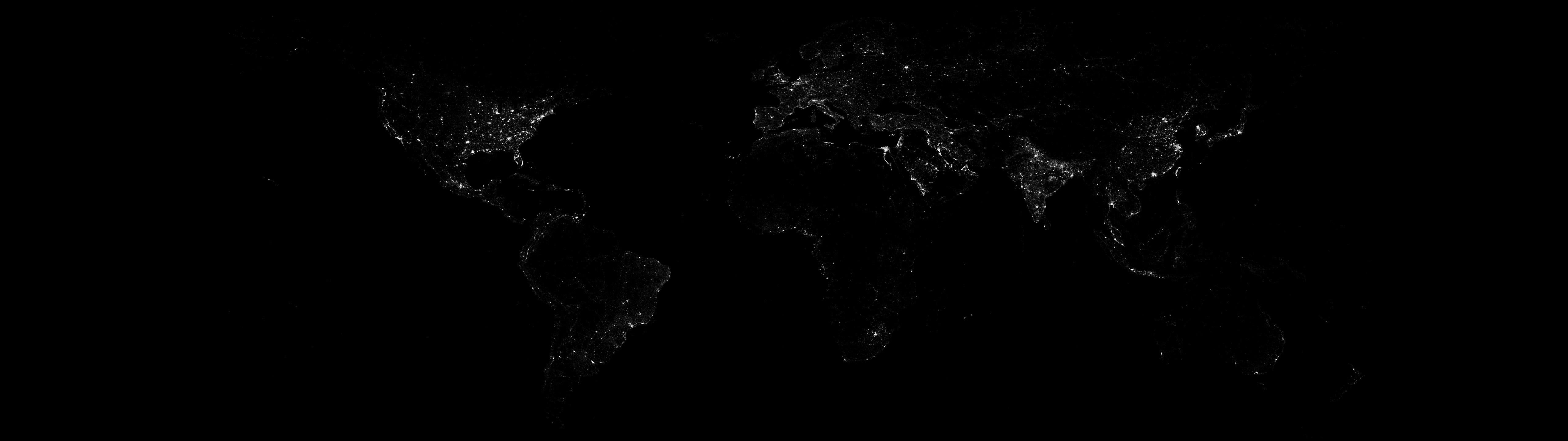 5120x1440 Earth Night 2016 Grayscale [5120x1440]