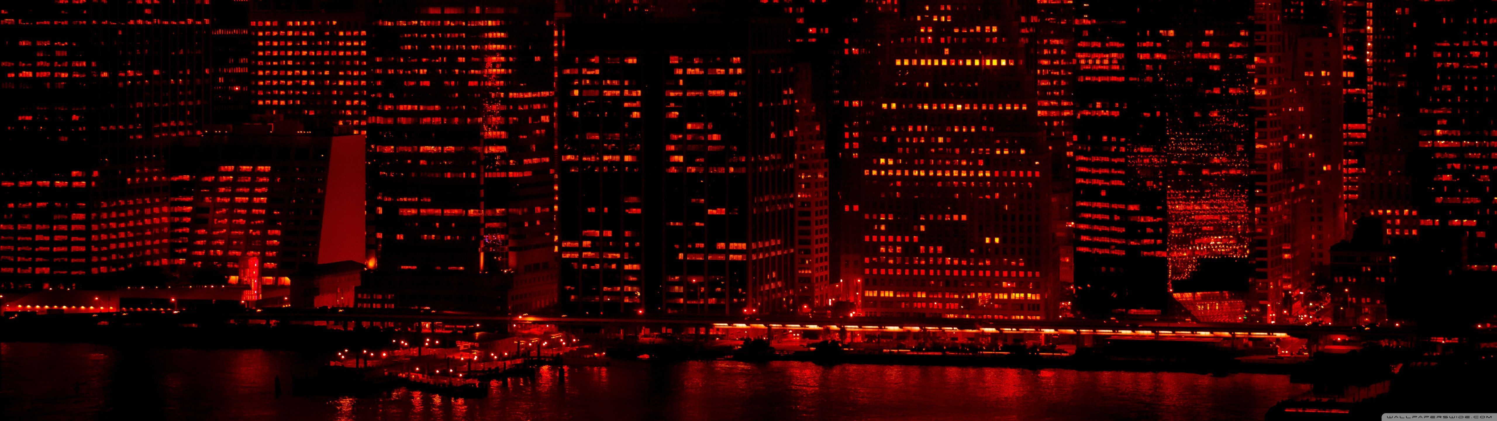 5120x1440 Red Sky At Night New York City 4K UHD Wallpaper for UltraHD Desktop and TV : Widescreen and UltraWide Display : Dual Monitor : Smartphone and Tablet Devices