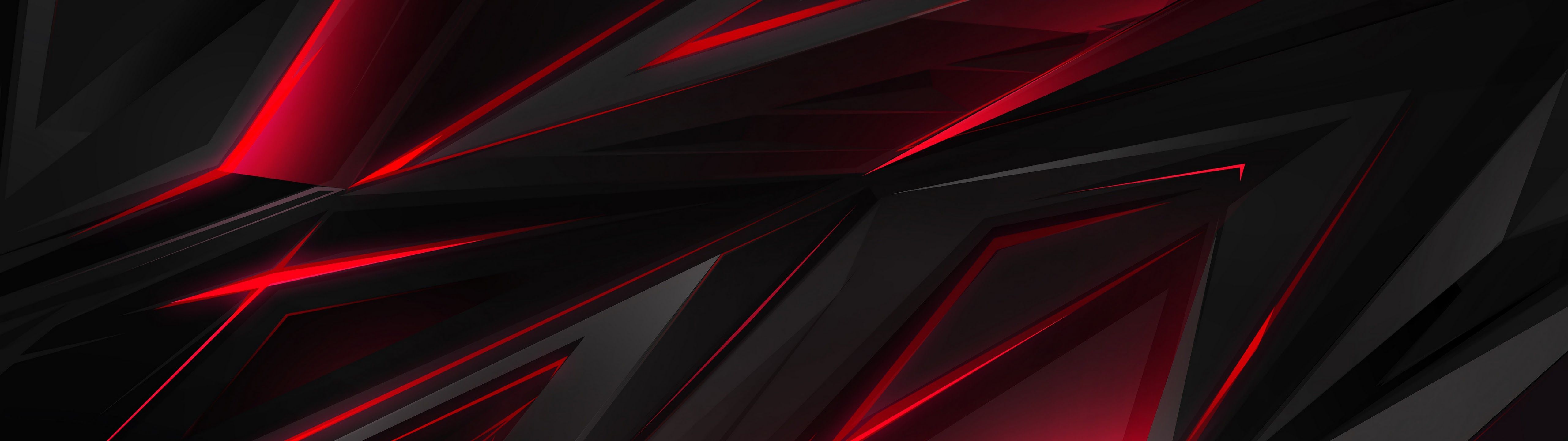 5120x1440 Black Red Abstract Polygon 3D 4K Wallpaper HD