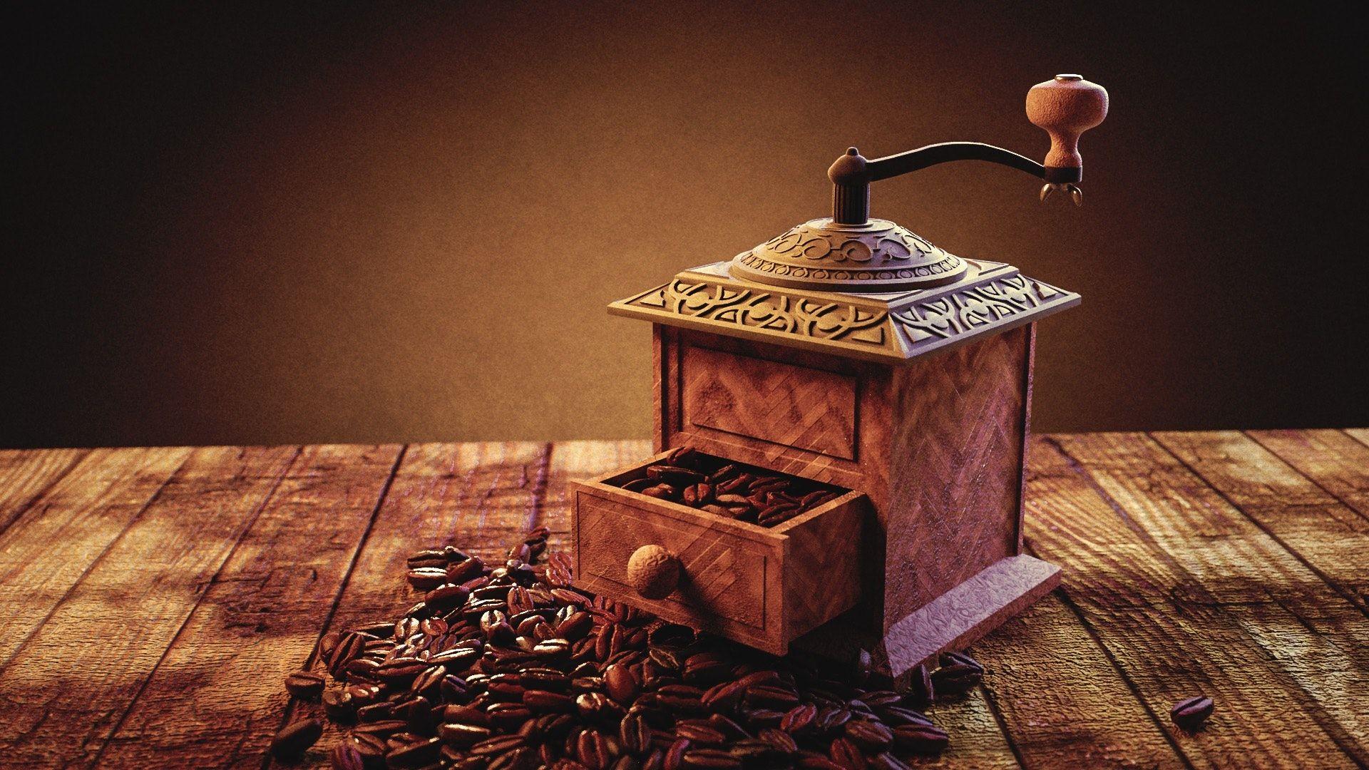 1920x1080 Vintage Orange Coffee Grinder Wallpaper