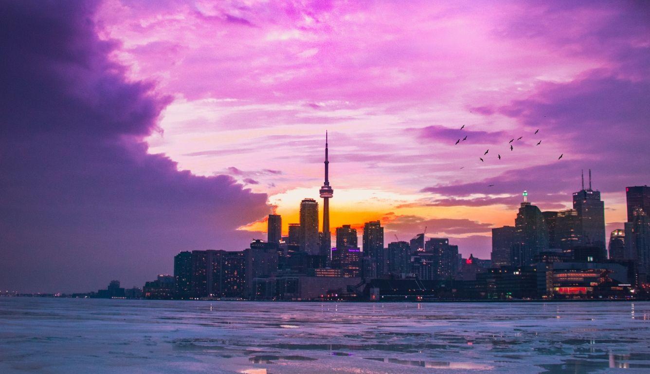 1336x768 Pink Sky In Urban City HD Laptop Wallpaper, HD Nature 4K