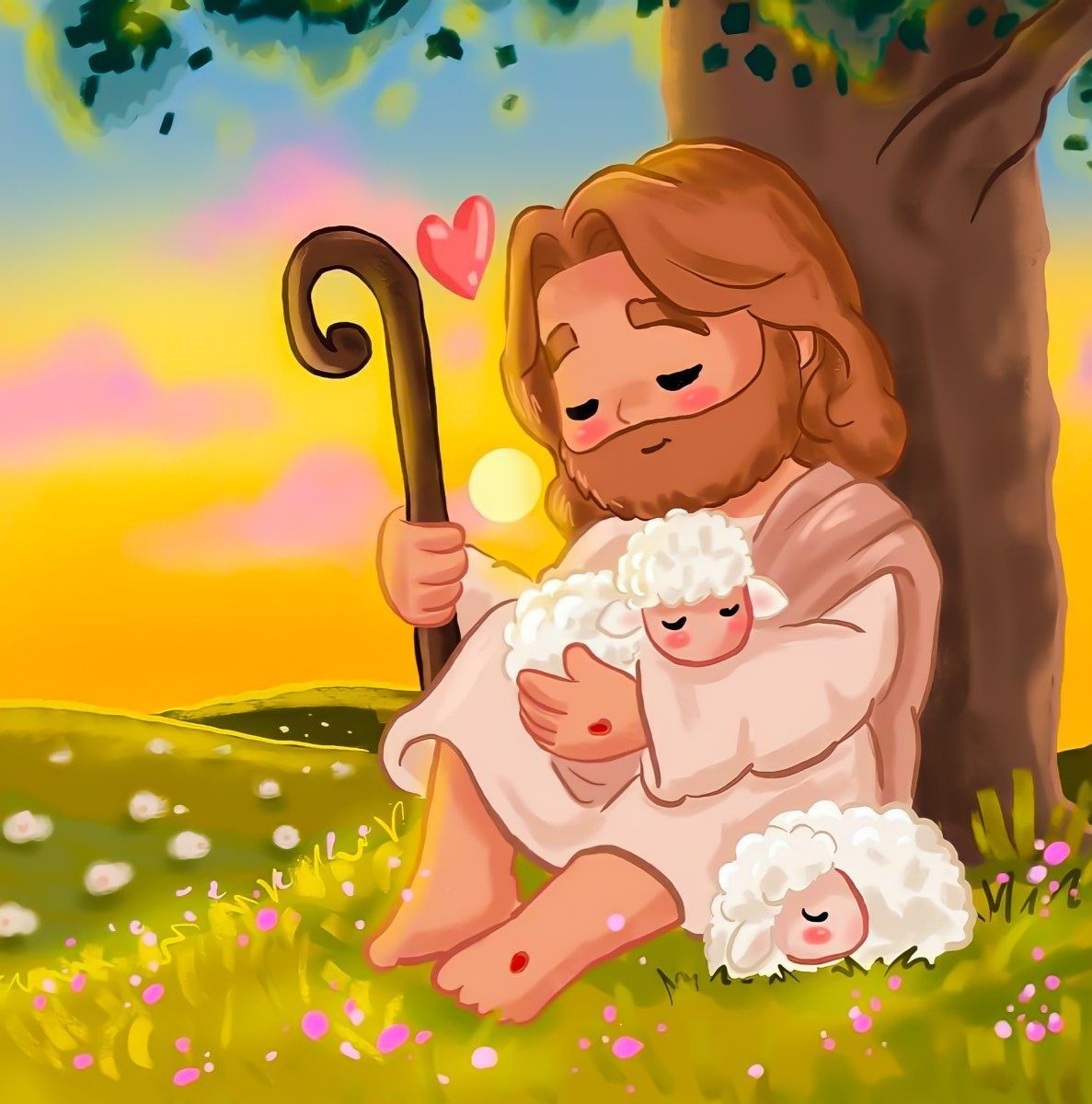 1187x1200 Jesus the Good Shepherd, Animated Wallpaper for Children