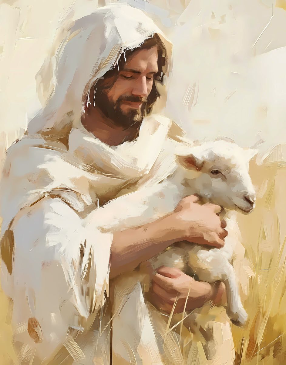 943x1200 Shepherd of My Soul by Gabriel Heaton jesus in a white cloak holding a lamb