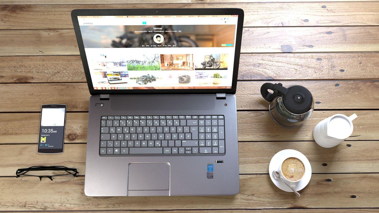 1600x900 Technology Smartphone Table Coffee Cup Computer Laptop Wallpaper