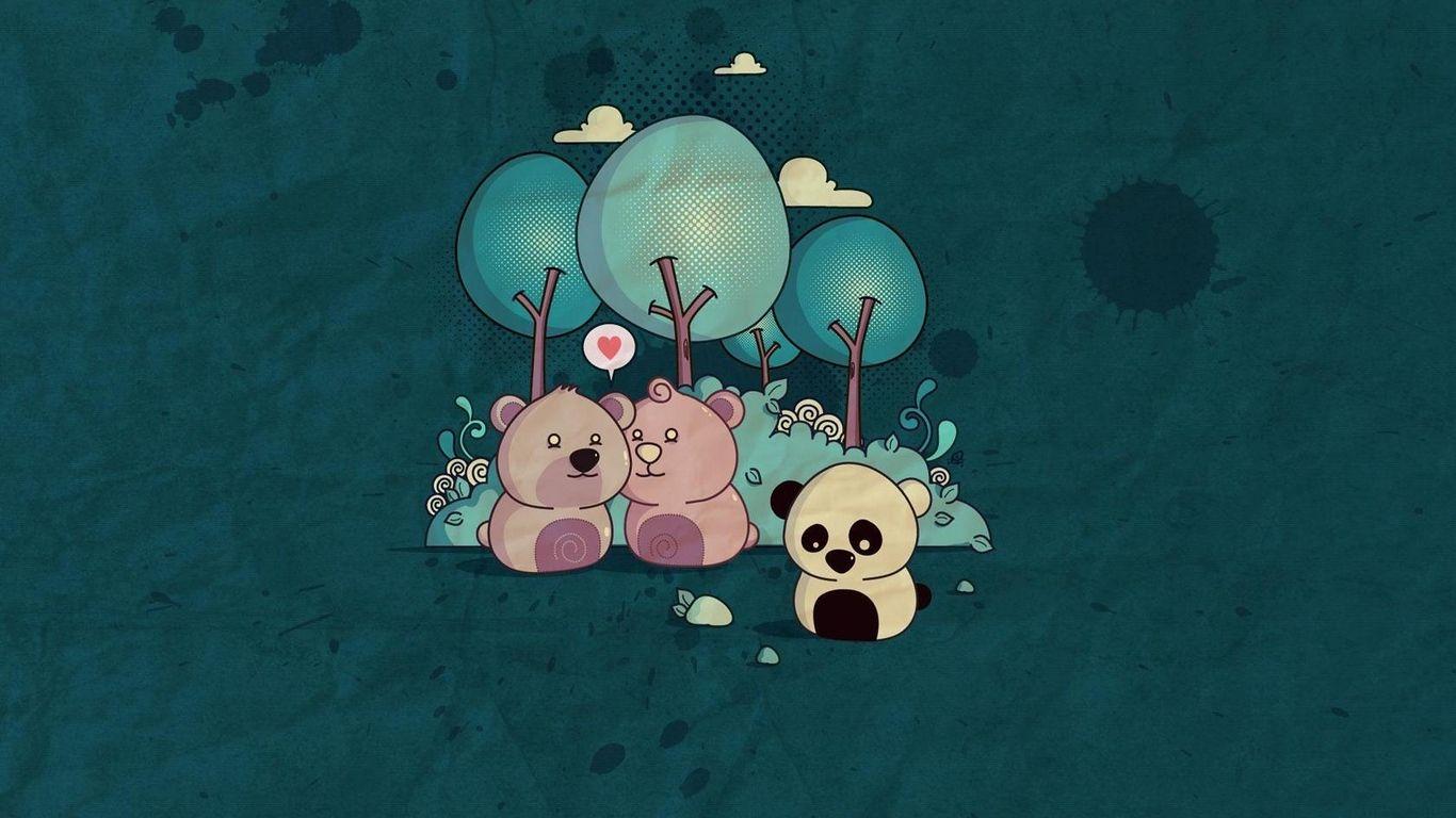 1366x768 Download wallpaper 1366x768 panda, bear, wood, paper tablet