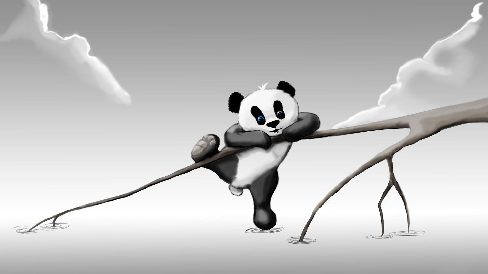 1920x1080 Cute Artistic Black And White Panda Wallpaper Pandas, HD
