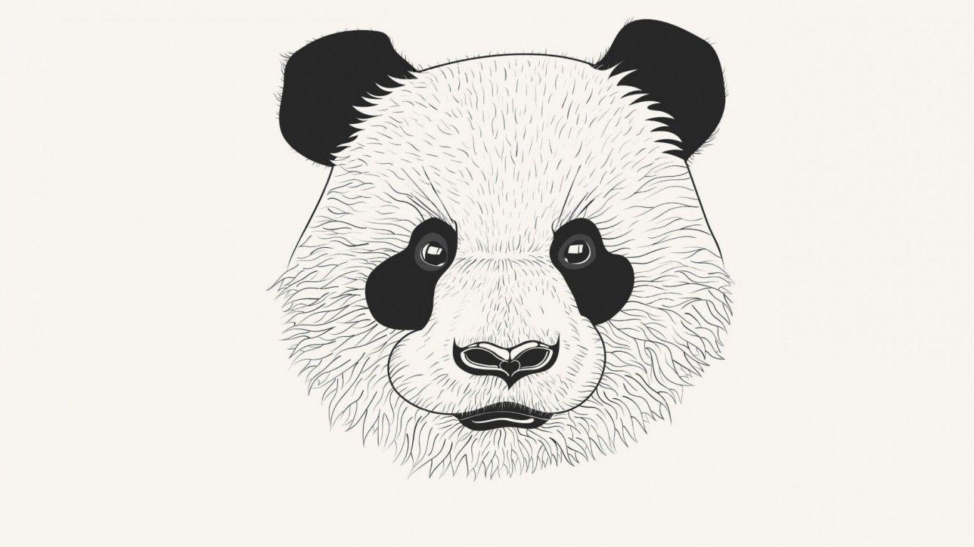 1366x768 Download 1366x768 Panda Face, Artwork Wallpaper for Laptop