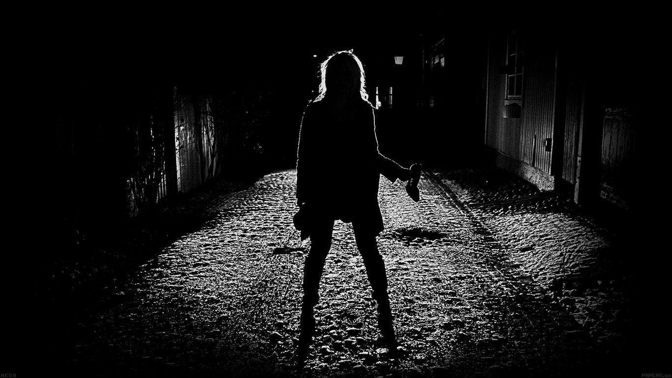 1366x768 wallpaper for desktop, laptop. girl silhouette dark street