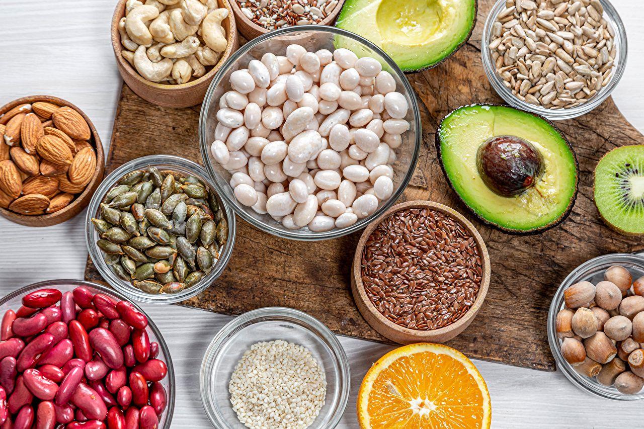 1280x853 Desktop Wallpaper Beans Bowl Avocado Food Cutting board Nuts