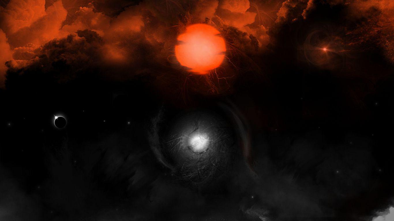1366x768 Download 1366x768 wallpaper dark, space, fantasy, moon, clouds