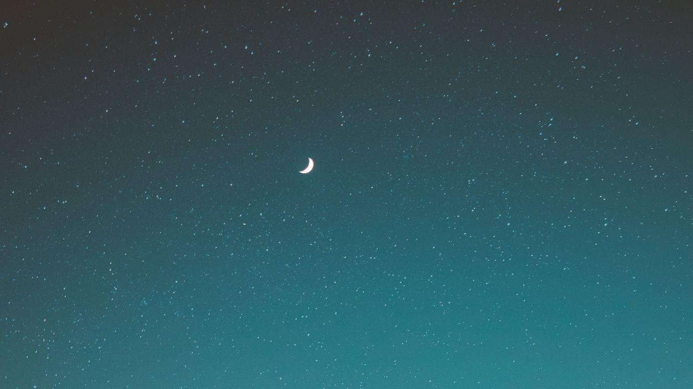 1366x768 Download wallpaper 1366x768 moon, sky, stars, mountains tablet