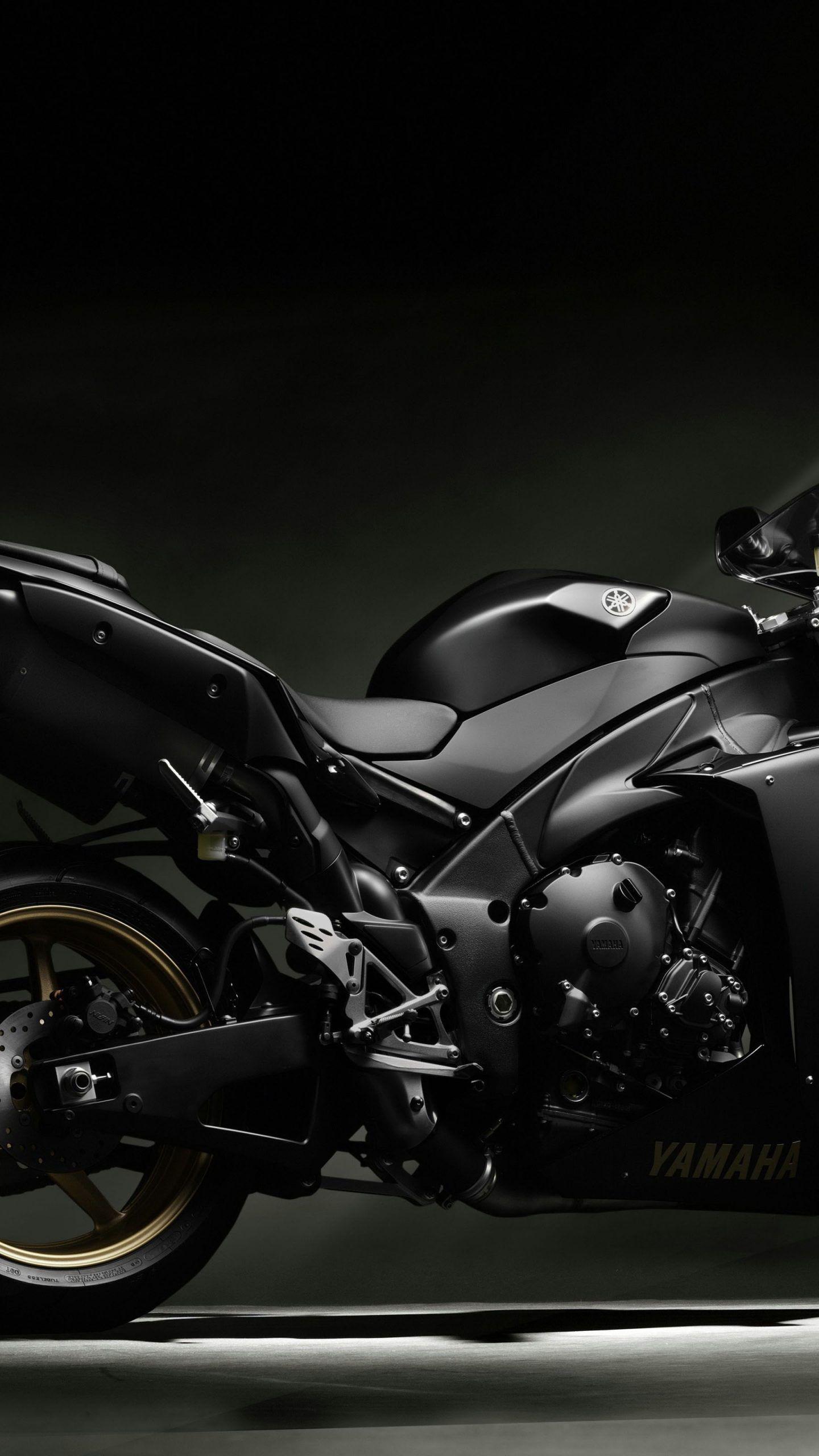 1440x2560 Yamaha Black Bike Motorcycle 5K Wallpaper
