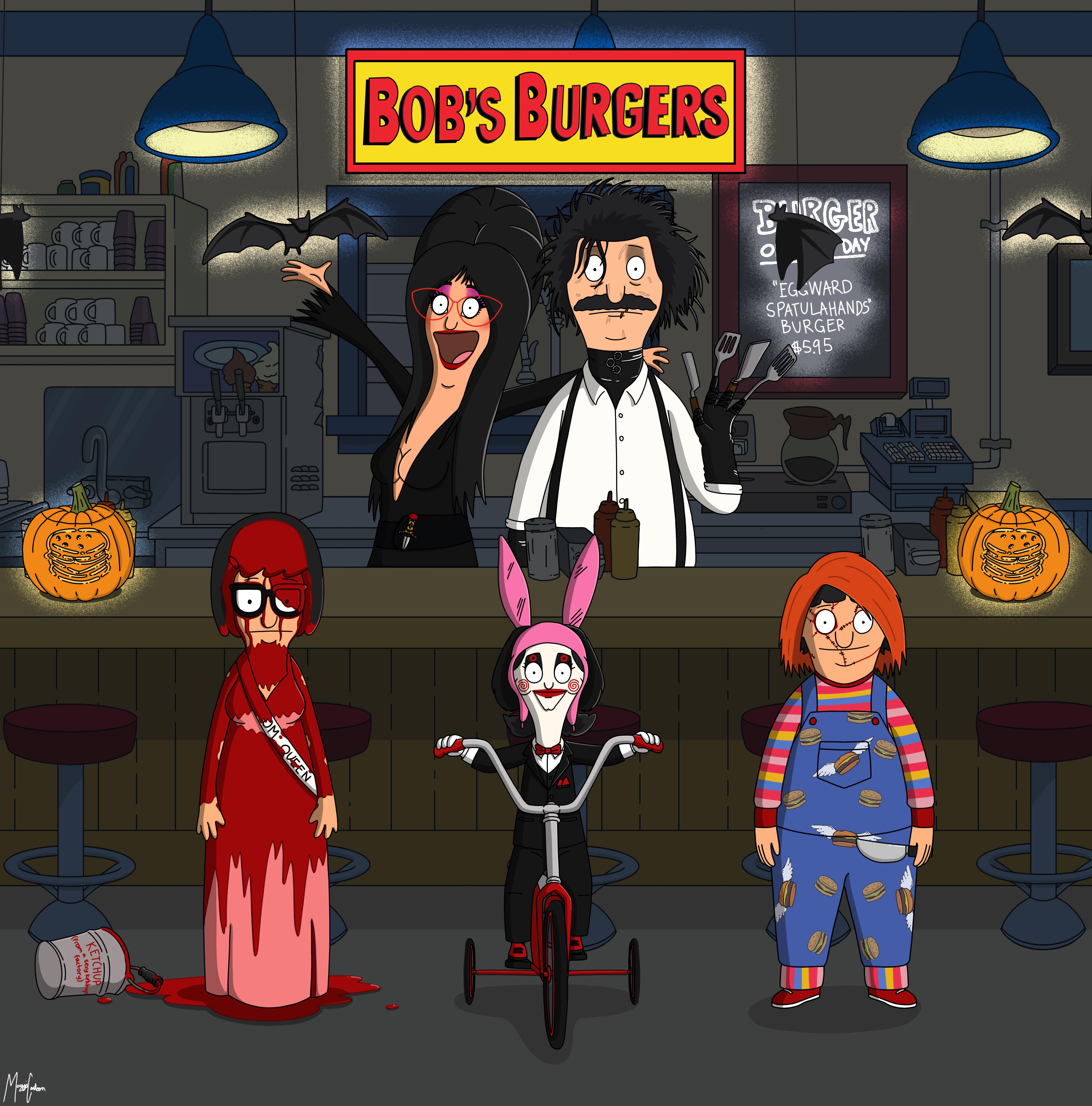 5384x5454 Hi Belchies! Here's an update on the BB Halloween series that I'm doing. Here's Bob as Edward Scissorhands (but with spatulas)! Btw, should I add Teddy next? I read some suggestions like